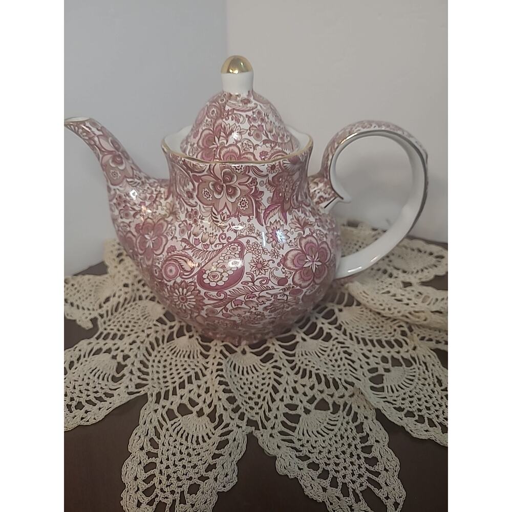 Antique Chintz Reflections Vintage Godinger Floral Porcelain Teapot DIY Decor - Picture 10 of 16
